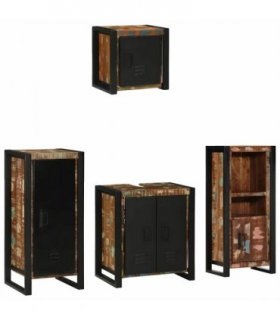 vidaXL Bathroom Furniture Set with Drawer 4 pcs Solid Reclaim Wood