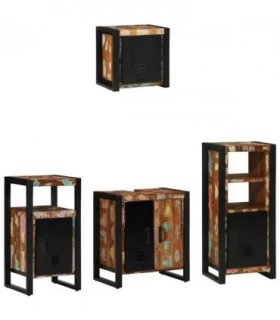 vidaXL Bathroom Furniture Set with Drawer 4 pcs Solid Reclaim Wood — V0671987314