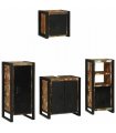 vidaXL Bathroom Furniture Set with Drawer 4 pcs Solid Reclaim Wood — Colour: Black, Size: 40 x 35 x 90 cm — V0671987322