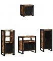 vidaXL Bathroom Furniture Set with Drawer 4 pcs Solid Reclaim Wood — Colour: Black, Size: 40 x 35 x 90 cm — V0671987323