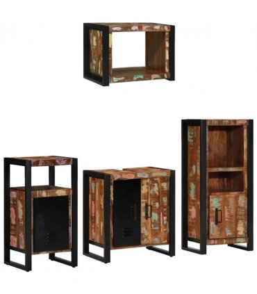 vidaXL Bathroom Furniture Set with Drawer 4 pcs Solid Reclaim Wood — V0671987325