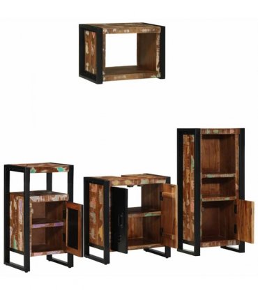 vidaXL Bathroom Furniture Set with Drawer 4 pcs Solid Reclaim Wood — V0671987325