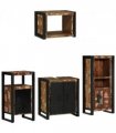 vidaXL Bathroom Furniture Set with Drawer 4 pcs Solid Reclaim Wood — Colour: Black, Size: 55 x 35 x 60 cm — V0671987327