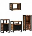 vidaXL Bathroom Furniture Set with Drawer 4 pcs Solid Reclaim Wood — Colour: Black, Size: 55 x 35 x 60 cm — V0671987330
