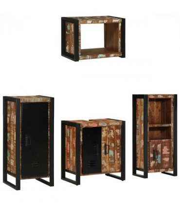 vidaXL Bathroom Furniture Set with Drawer 4 pcs Solid Reclaim Wood — V0671987331