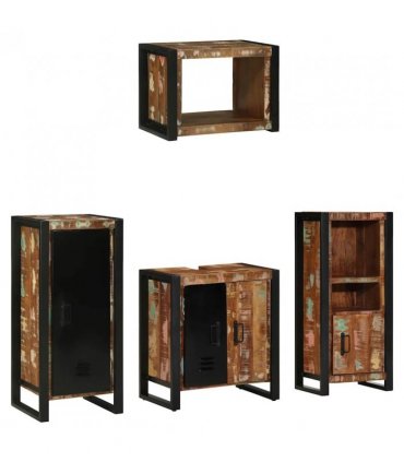 vidaXL Bathroom Furniture Set with Drawer 4 pcs Solid Reclaim Wood — V0671987331