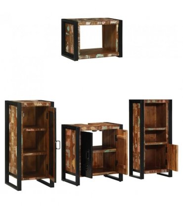 vidaXL Bathroom Furniture Set with Drawer 4 pcs Solid Reclaim Wood — V0671987331