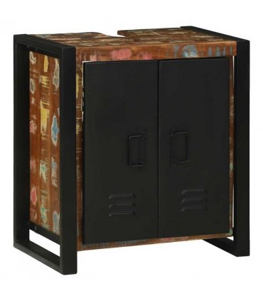 vidaXL Bathroom Furniture Set with Drawer 4 pcs Solid Reclaim Wood — Colour: Brown, Size: 40 x 35 x 90 cm