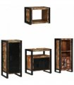 vidaXL Bathroom Furniture Set with Drawer 4 pcs Solid Reclaim Wood — Colour: Black, Size: 40 x 35 x 90 cm — V0671987336