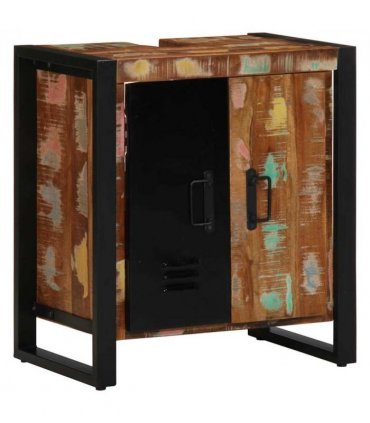 vidaXL Bathroom Furniture Set with Drawer 4 pcs Solid Reclaim Wood — Colour: Black, Size: 55 x 35 x 60 cm — V0671987337
