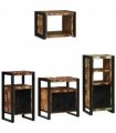vidaXL Bathroom Furniture Set with Drawer 4 pcs Solid Reclaim Wood — Colour: Black, Size: 55 x 35 x 60 cm — V0671987341