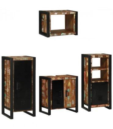 vidaXL Bathroom Furniture Set with Drawer 4 pcs Solid Reclaim Wood — V0671987344