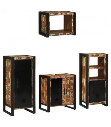 vidaXL Bathroom Furniture Set with Drawer 4 pcs Solid Reclaim Wood — V0671987344