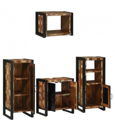 vidaXL Bathroom Furniture Set with Drawer 4 pcs Solid Reclaim Wood — V0671987344