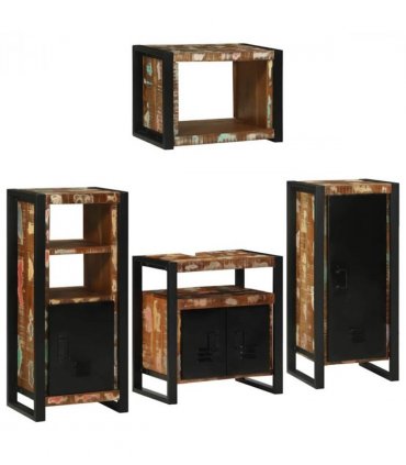 vidaXL Bathroom Furniture Set 4 pcs Multicolour Solid Reclaimed Wood — Colour: Brown, Size: 55 x 35 x 60 cm — V0671987347