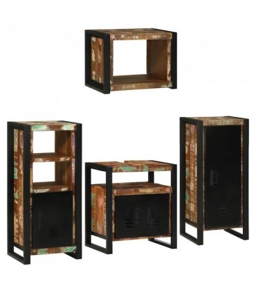 vidaXL Bathroom Furniture Set 4 pcs Multicolour Solid Reclaimed Wood — Colour: Brown, Size: 55 x 35 x 60 cm — V0671987347