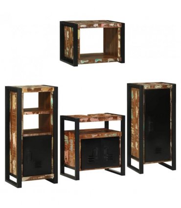 vidaXL Bathroom Furniture Set 4 pcs Multicolour Solid Reclaimed Wood — Colour: Brown, Size: 55 x 35 x 60 cm — V0671987347