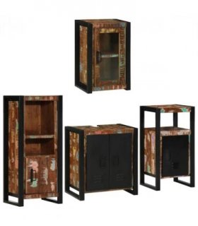 vidaXL Bathroom Furniture Set 4 pcs Multicolour Solid Reclaimed Wood — Colour: Brown, Size: 55 x 35 x 60 cm — V0671987351