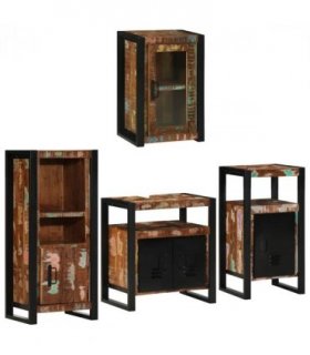 vidaXL Bathroom Furniture Set 4 pcs Multicolour Solid Reclaimed Wood — Colour: Brown, Size: 55 x 35 x 60 cm — V0671987353