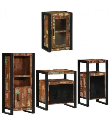 vidaXL Bathroom Furniture Set 4 pcs Multicolour Solid Reclaimed Wood — Colour: Brown, Size: 55 x 35 x 60 cm — V0671987353
