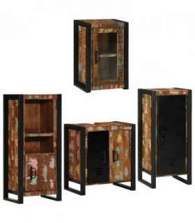 vidaXL Bathroom Furniture Set 4 pcs Multicolour Solid Reclaimed Wood — Colour: Brown, Size: 55 x 35 x 60 cm — V0671987355