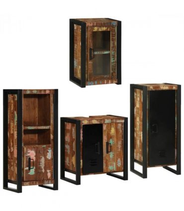 vidaXL Bathroom Furniture Set 4 pcs Multicolour Solid Reclaimed Wood — Colour: Brown, Size: 55 x 35 x 60 cm — V0671987355