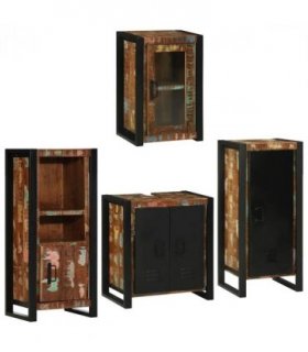 vidaXL Bathroom Furniture Set 4 pcs Multicolour Solid Reclaimed Wood — Colour: Brown, Size: 55 x 35 x 60 cm — V0671987358