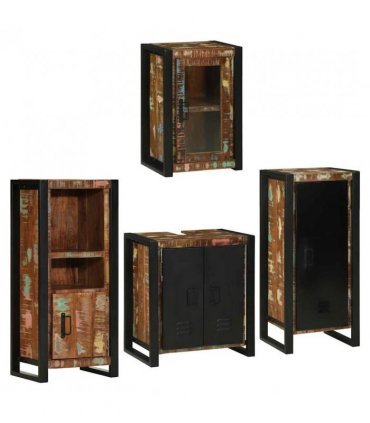 vidaXL Bathroom Furniture Set 4 pcs Multicolour Solid Reclaimed Wood — Colour: Brown, Size: 55 x 35 x 60 cm — V0671987358