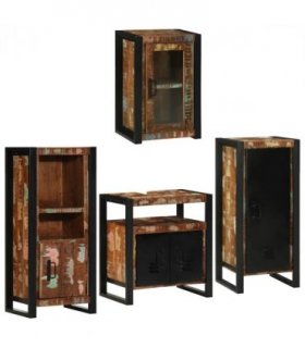 vidaXL Bathroom Furniture Set 4 pcs Multicolour Solid Reclaimed Wood — Colour: Brown, Size: 55 x 35 x 60 cm — V0671987360