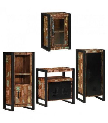 vidaXL Bathroom Furniture Set 4 pcs Multicolour Solid Reclaimed Wood — Colour: Brown, Size: 55 x 35 x 60 cm — V0671987360