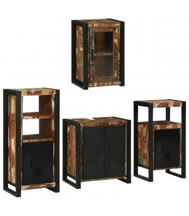 vidaXL Bathroom Furniture Set 4 pcs Multicolour Solid Reclaimed Wood — Colour: Brown, Size: 55 x 35 x 60 cm — V0671987364