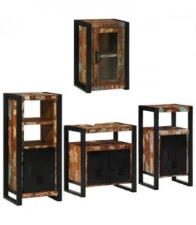vidaXL Bathroom Furniture Set 4 pcs Multicolour Solid Reclaimed Wood — Colour: Brown, Size: 55 x 35 x 60 cm — V0671987365