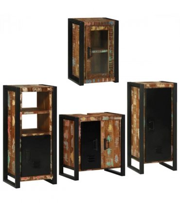 vidaXL Bathroom Furniture Set 4 pcs Multicolour Solid Reclaimed Wood — Colour: Brown, Size: 55 x 35 x 60 cm — V0671987368