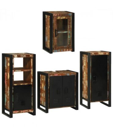 vidaXL Bathroom Furniture Set 4 pcs Multicolour Solid Reclaimed Wood — Colour: Brown, Size: 55 x 35 x 60 cm — V0671987370