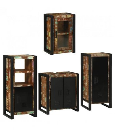 vidaXL Bathroom Furniture Set 4 pcs Multicolour Solid Reclaimed Wood — Colour: Brown, Size: 55 x 35 x 60 cm — V0671987370