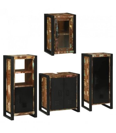 vidaXL Bathroom Furniture Set 4 pcs Multicolour Solid Reclaimed Wood — Colour: Brown, Size: 55 x 35 x 60 cm — V0671987370