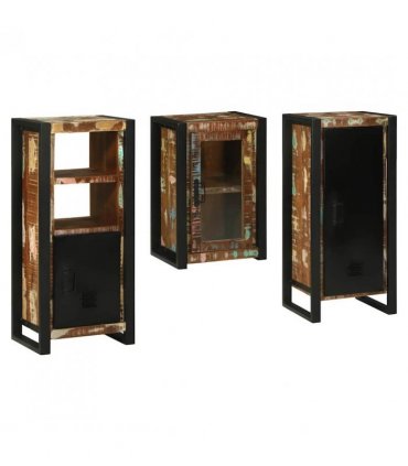 vidaXL Bathroom Furniture Set 3 pcs Multicolour Solid Reclaimed Wood — Colour: Brown, Size: 40 x 35 x 90 cm