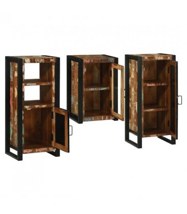 vidaXL Bathroom Furniture Set 3 pcs Multicolour Solid Reclaimed Wood — Colour: Brown, Size: 40 x 35 x 90 cm