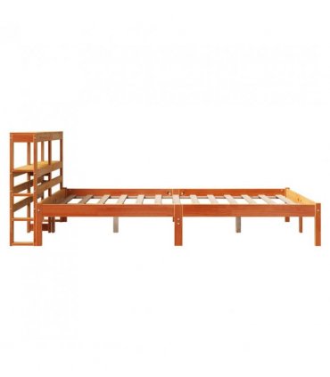 vidaXL Bed Frame with Headboard without Mattress Wax Brown 120x200 cm — Size: 120 x 200 cm