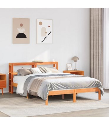 vidaXL Bed Frame with Headboard without Mattress Wax Brown 120x190 cm Small Double — Size: 120 x 190 cm