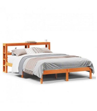 vidaXL Bed Frame with Headboard without Mattress Wax Brown 120x190 cm Small Double — Size: 120 x 190 cm