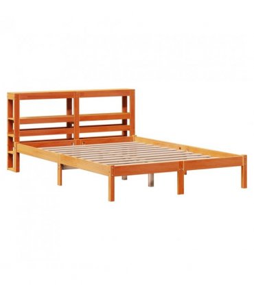 vidaXL Bed Frame with Headboard without Mattress Wax Brown 120x190 cm Small Double — Size: 120 x 190 cm