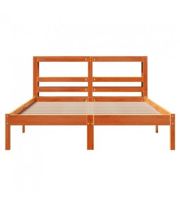 vidaXL Bed Frame with Headboard without Mattress Wax Brown 120x190 cm Small Double — Size: 120 x 190 cm