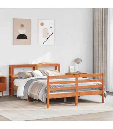 vidaXL Bed Frame without Mattress Wax Brown 120x190 cm Small Double Solid Wood Pine — Size: 120 x 190 cm — V0671987438