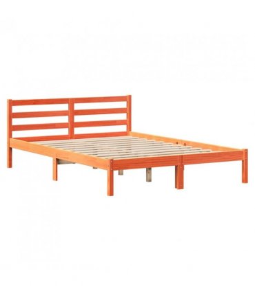 vidaXL Bed Frame without Mattress Wax Brown 120x190 cm Small Double Solid Wood Pine — Size: 120 x 190 cm — V0671987438