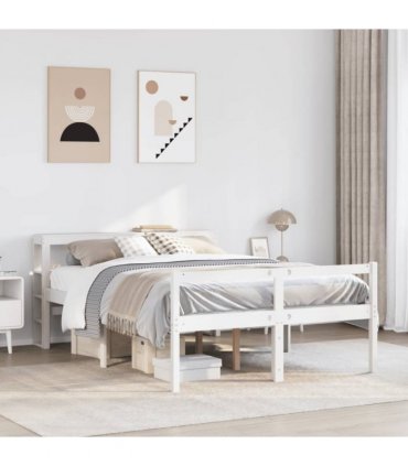 vidaXL Senior Bed with Headboard without Mattress White 120x190 cm Small Double — Size: 120 x 190 cm