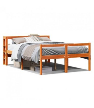 vidaXL Bed Frame with Headboard without Mattress Wax Brown 120x200 cm — Size: 120 x 200 cm — V0671987456
