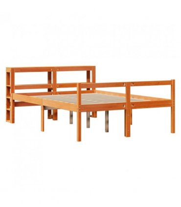 vidaXL Bed Frame with Headboard without Mattress Wax Brown 120x200 cm — Size: 120 x 200 cm — V0671987456