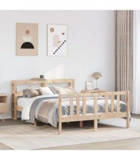 vidaXL Bed Frame with Headboard without Mattress 120x200 cm — Colour: natural, Size: 120 x 200 cm