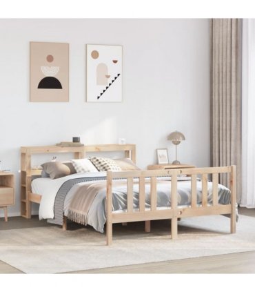 vidaXL Bed Frame with Headboard without Mattress 120x200 cm — Colour: natural, Size: 120 x 200 cm